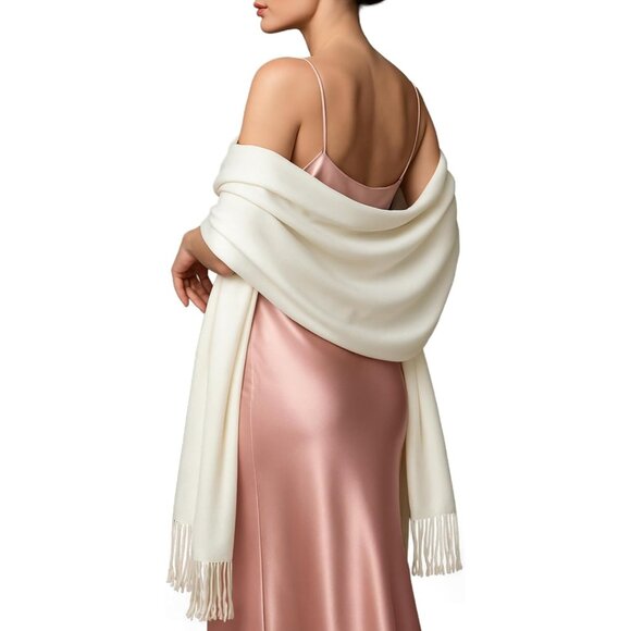 ⚡Women's Ivory Pashmina Shawls Evening Dress Bridesmaid Winter Warm Long Scarf - Picture 1 of 7